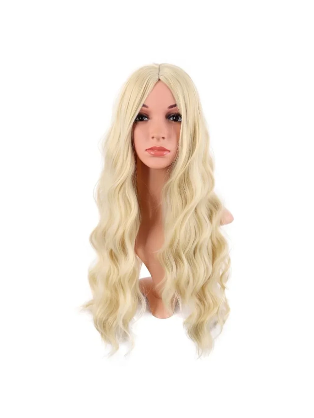 Women's Mixed Blonde 28 Inch Synthetic Fiber Long Middle Part Curly Cosplay Wigs